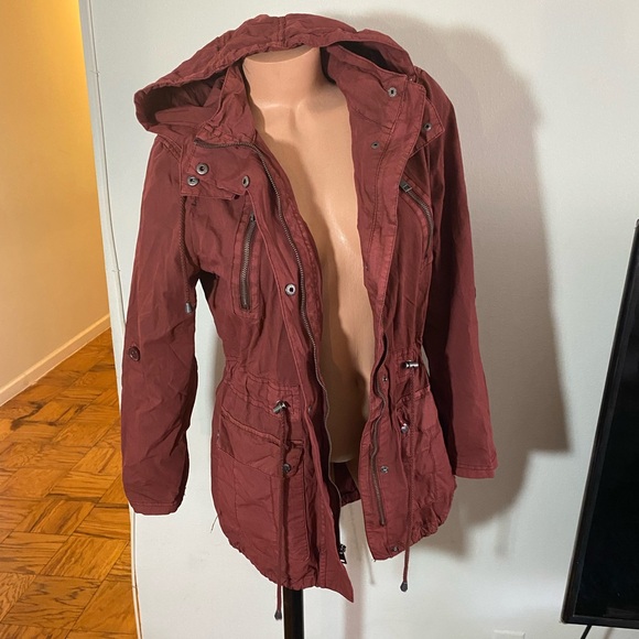 Levi’s Strauss Hood Anorak Military Style Jacket Burgundy/Copper Size M - Picture 7 of 10